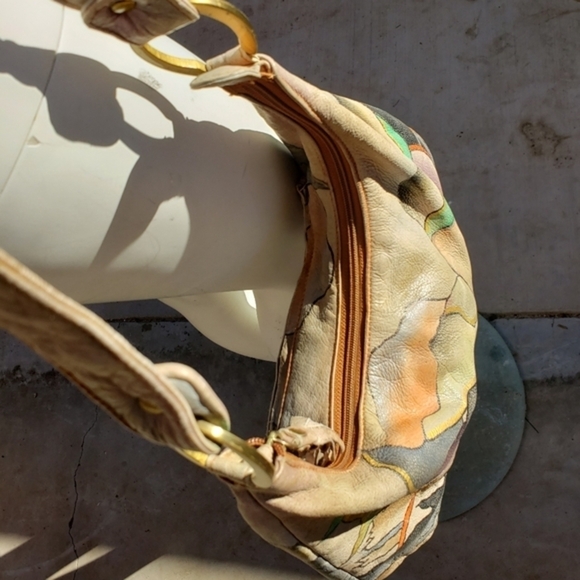 Magnifique abstract leather hand‎ painted shoulder ba - Picture 11 of 16